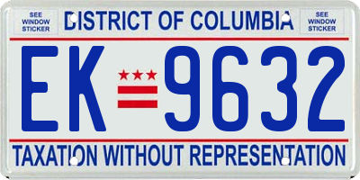 DC license plate EK9632