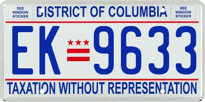 DC license plate EK9633