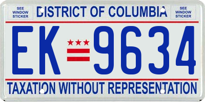 DC license plate EK9634