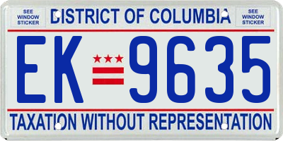 DC license plate EK9635