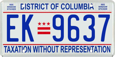 DC license plate EK9637