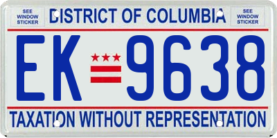 DC license plate EK9638