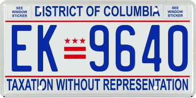 DC license plate EK9640