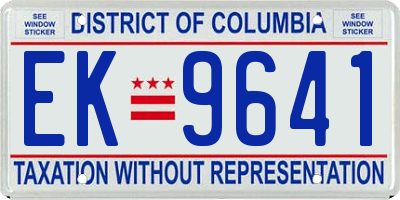 DC license plate EK9641