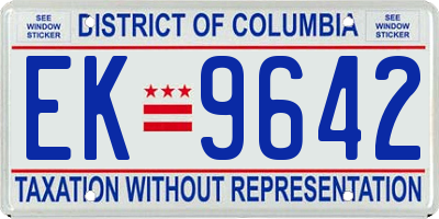 DC license plate EK9642