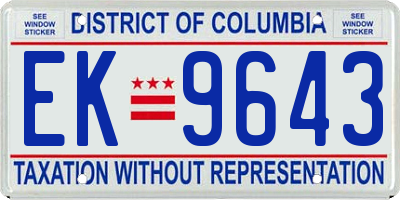 DC license plate EK9643