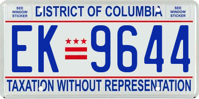 DC license plate EK9644