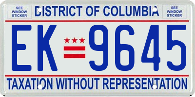 DC license plate EK9645