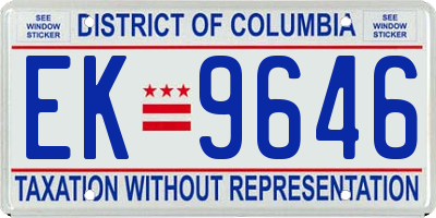 DC license plate EK9646