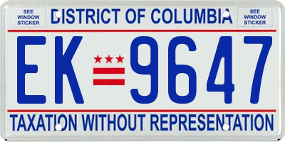 DC license plate EK9647