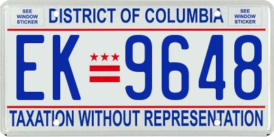 DC license plate EK9648