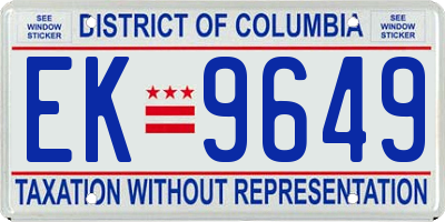 DC license plate EK9649