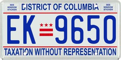 DC license plate EK9650