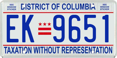 DC license plate EK9651