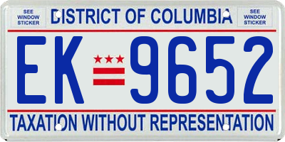 DC license plate EK9652