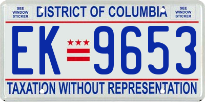 DC license plate EK9653