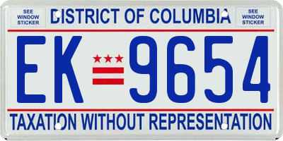 DC license plate EK9654