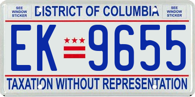 DC license plate EK9655