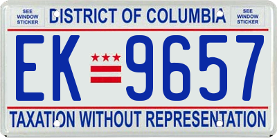 DC license plate EK9657