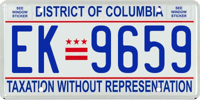 DC license plate EK9659