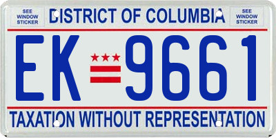 DC license plate EK9661