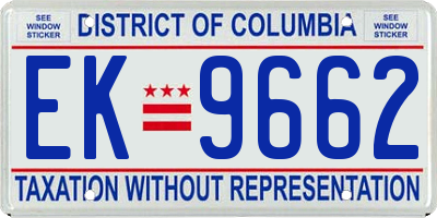 DC license plate EK9662