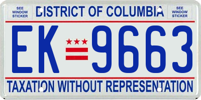 DC license plate EK9663