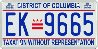 DC license plate EK9665