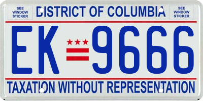 DC license plate EK9666