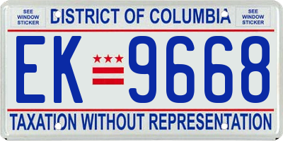 DC license plate EK9668