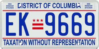 DC license plate EK9669