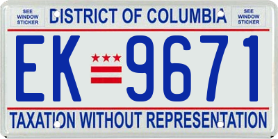 DC license plate EK9671