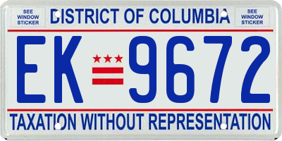 DC license plate EK9672