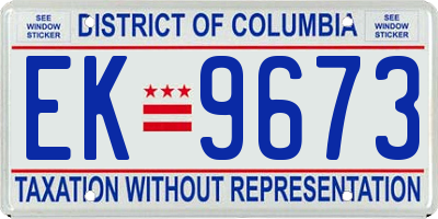 DC license plate EK9673