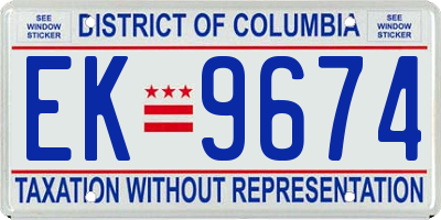 DC license plate EK9674