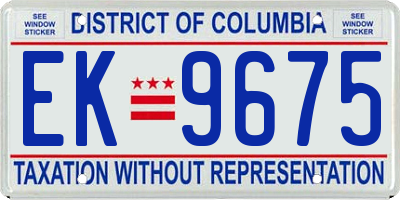 DC license plate EK9675