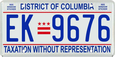 DC license plate EK9676