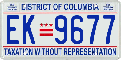 DC license plate EK9677