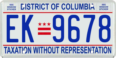 DC license plate EK9678