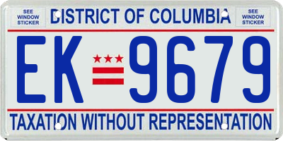 DC license plate EK9679