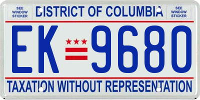 DC license plate EK9680