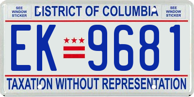 DC license plate EK9681