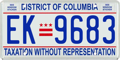 DC license plate EK9683