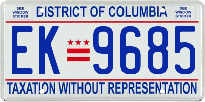 DC license plate EK9685