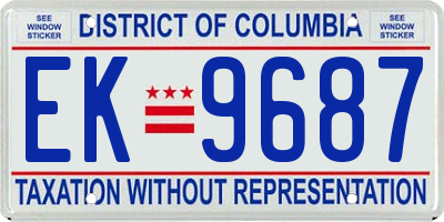 DC license plate EK9687