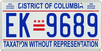 DC license plate EK9689