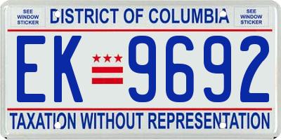 DC license plate EK9692