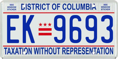 DC license plate EK9693