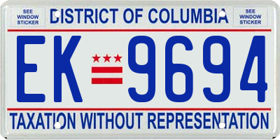 DC license plate EK9694