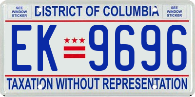 DC license plate EK9696